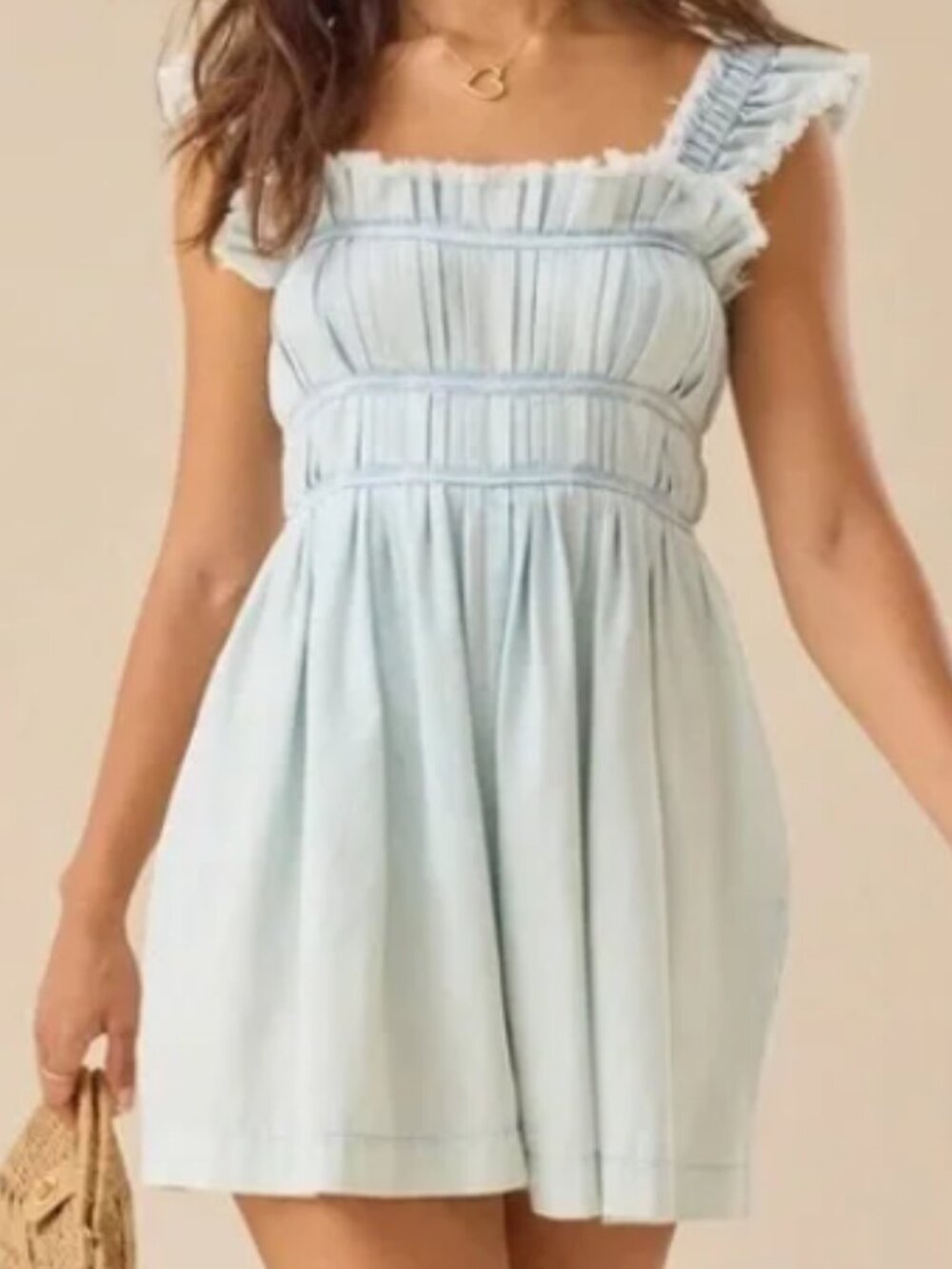 Altar'd State Ashley Romper Lt Denim